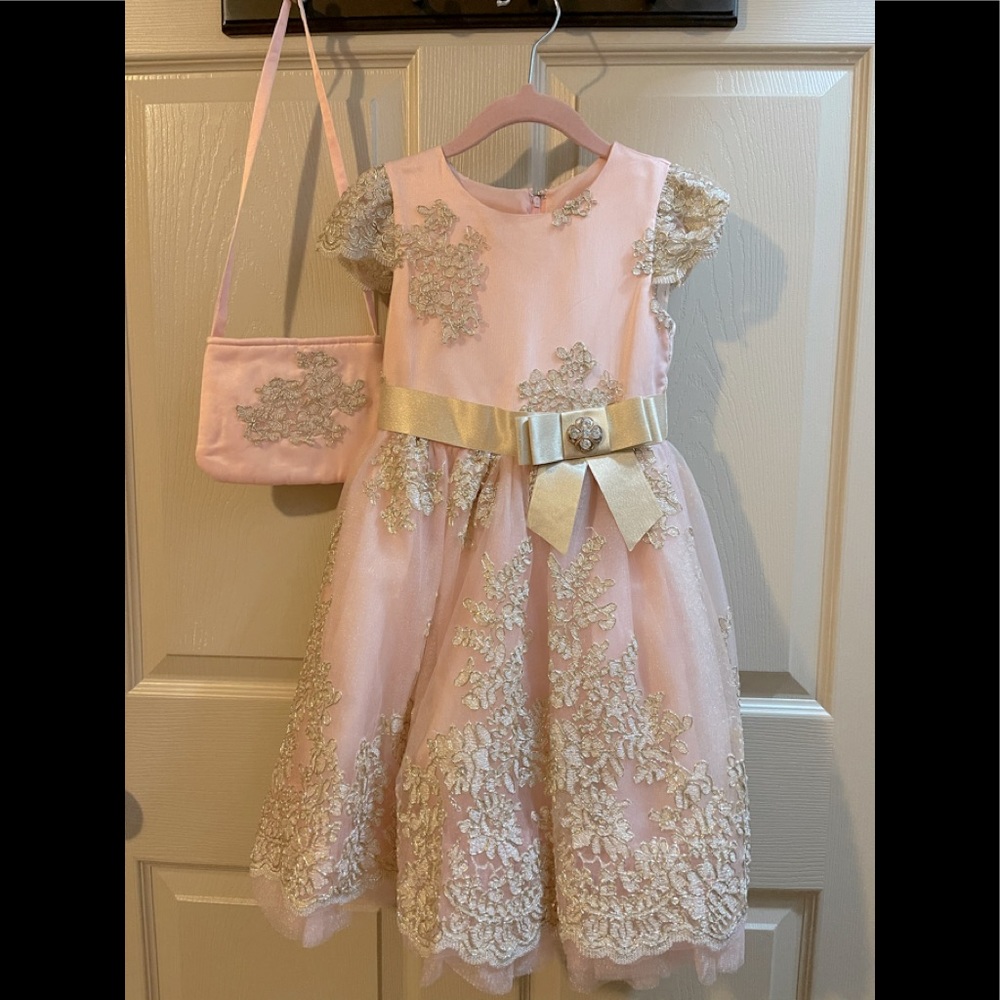 Girls Pink with Gold dress for Special Occasions